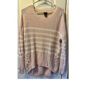 Stripe Lace Up Sweater